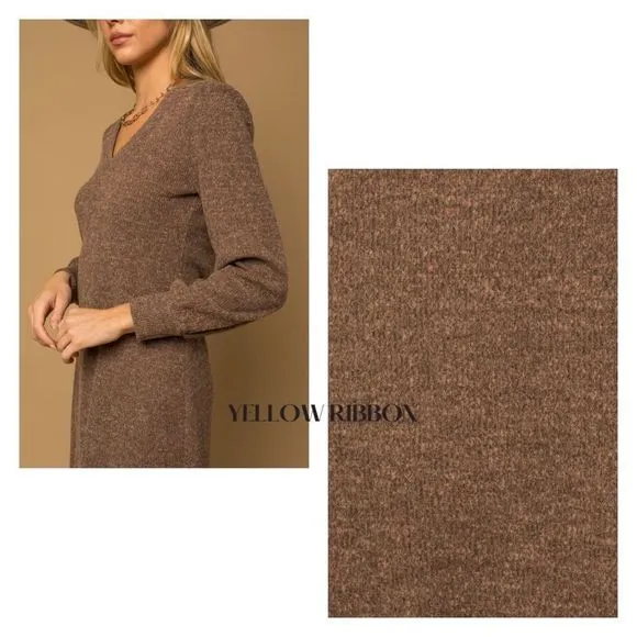 🆕 Long Sleeve V-Neck Mini Dress