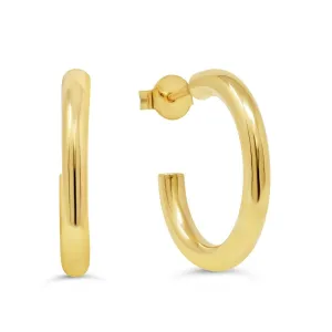 10K Yellow Gold (21mm) Push Back Hoop Earrings