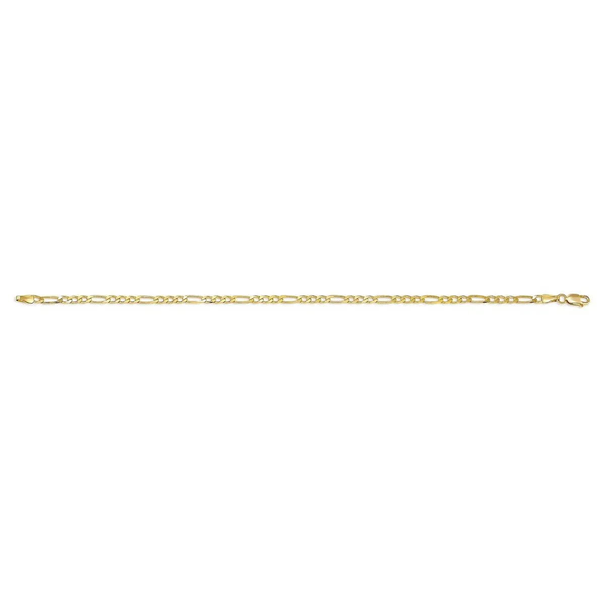 10K Yellow Gold (2.9mm) Figaro Ankle Bracelet 9"/10"