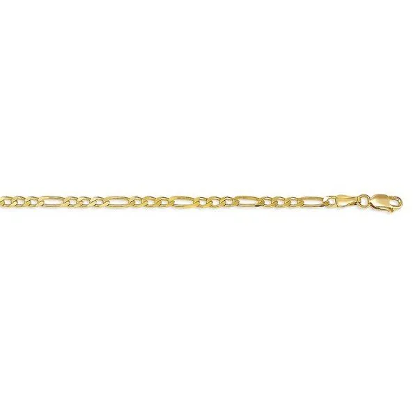 10K Yellow Gold (2.9mm) Figaro Ankle Bracelet 9"/10"