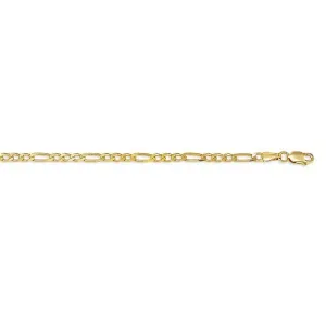 10K Yellow Gold (2.9mm) Figaro Ankle Bracelet 9"/10"