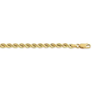 10K Yellow Gold (5mm) Hollow Rope Bracelet 7.5""
