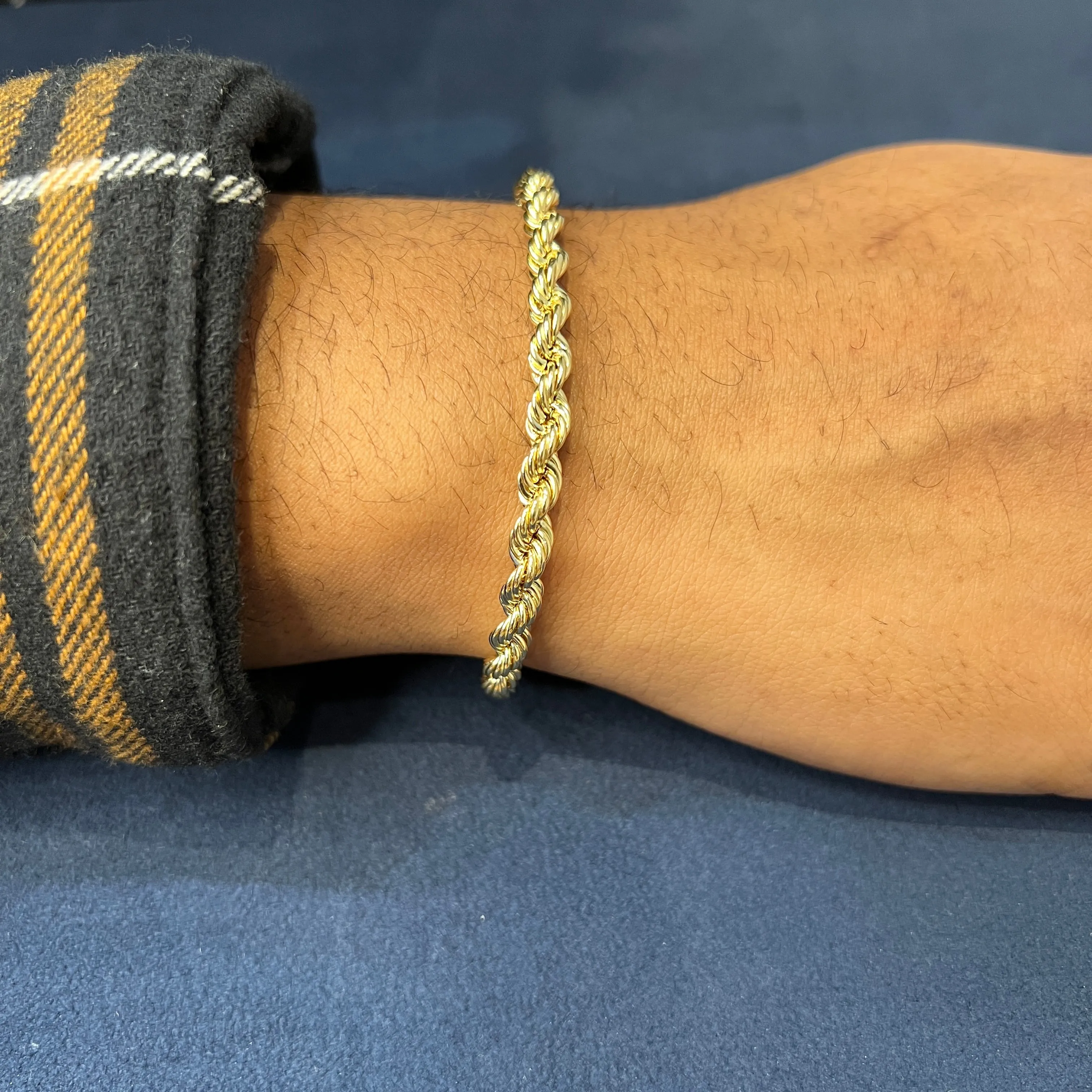 10K Yellow Gold (5mm) Hollow Rope Bracelet 7.5""