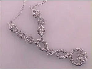 10kt White Gold Womens Diamond Fashion Pendant Necklace 1/2 Cttw