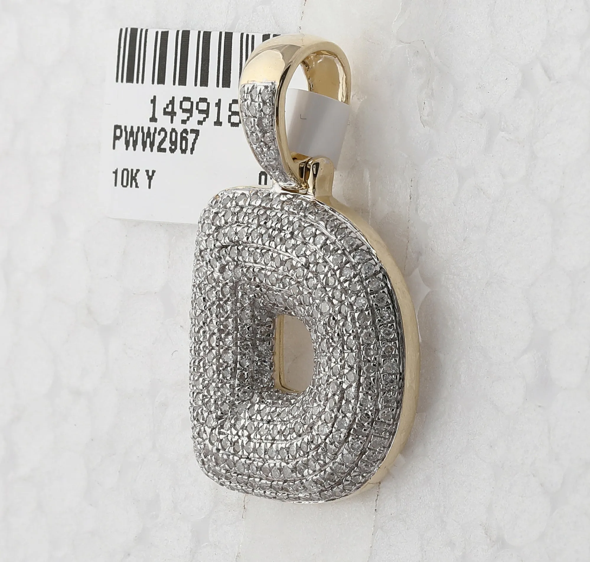 10kt Yellow Gold Mens Round Diamond ""D"" Letter Charm Pendant 7/8 Cttw
