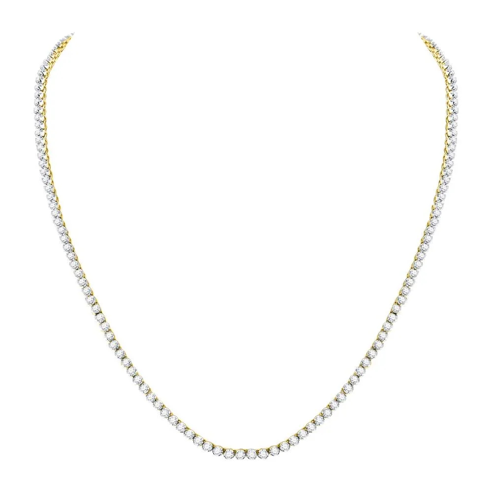10kt Yellow Gold Mens Round Diamond Solitaire Linked 22"" Necklace 10-1/2 Cttw