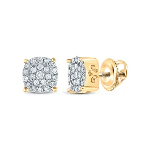 10kt Yellow Gold Womens Round Diamond Cindys Dream Cluster Earrings 1/8 Cttw
