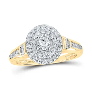 10kt Yellow Gold Womens Round Diamond Oval Ring 1/2 Cttw