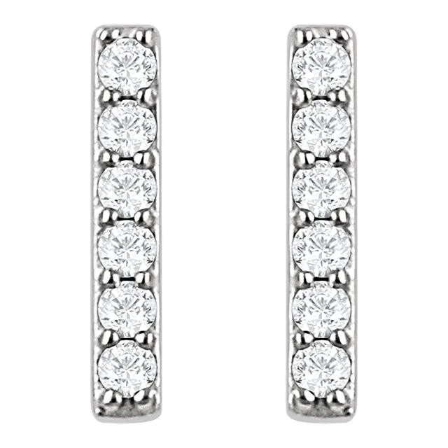 1/10 CTW Diamond Vertical Bar Earrings - 14K White Gold