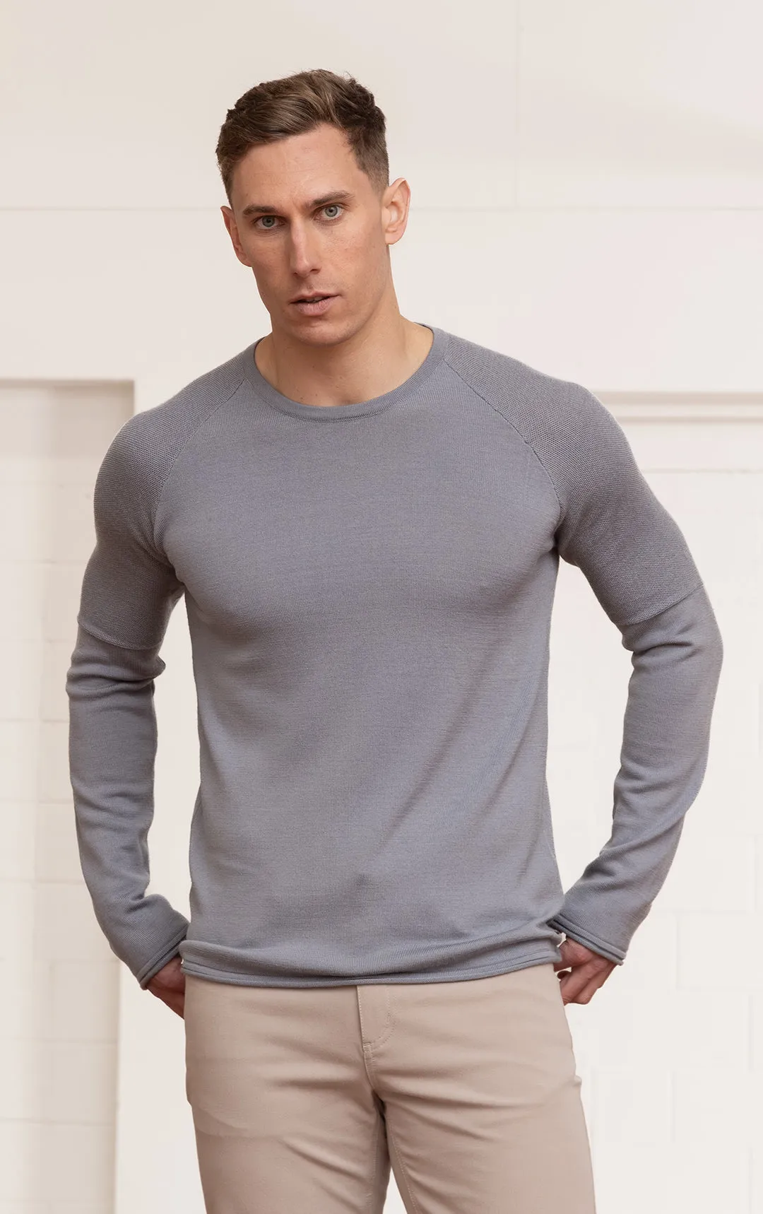 14 GAUGE MERINO LONG SLEEVE CREW - CLEARANCE
