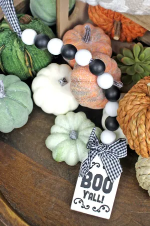 14 x 2.25 'Boo Y'all!' Tag Wood Beaded Halloween Decor