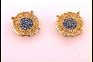1/4CT-DIA BLUE MICRO-PAVE MENS EARRINGS