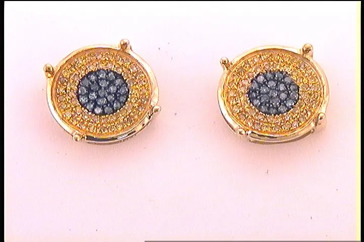 1/4CT-DIA BLUE MICRO-PAVE MENS EARRINGS