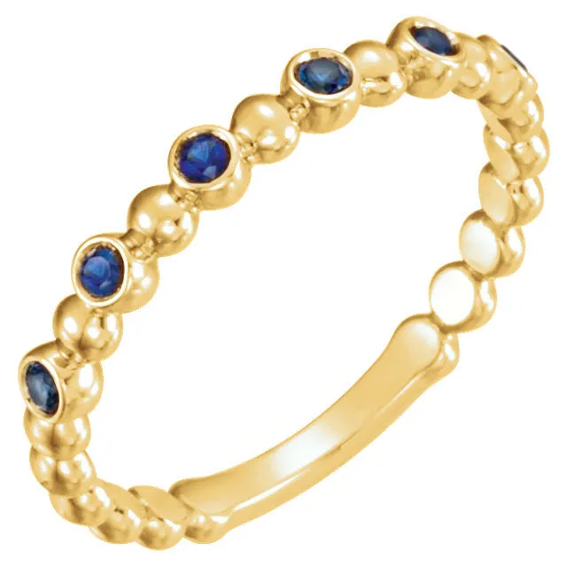 14k Gold Blue Sapphire Stackable Ring - White, Yellow or Rose