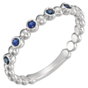 14k Gold Blue Sapphire Stackable Ring - White, Yellow or Rose