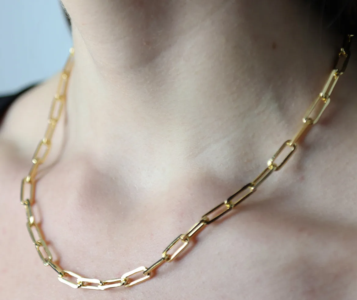 14K-gold-filled bold paperclip necklace - 18"