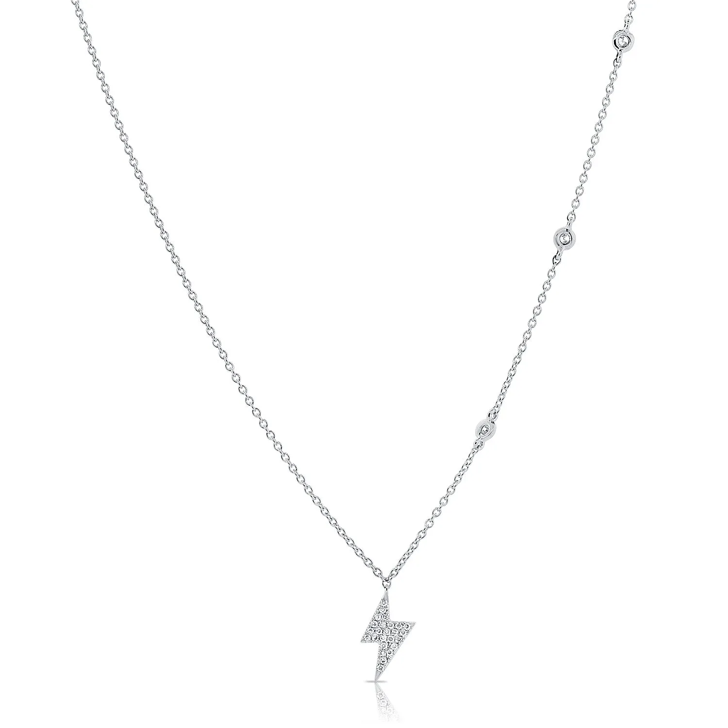 14K Rose Gold Diamond Lightning Bold Diamond Necklace