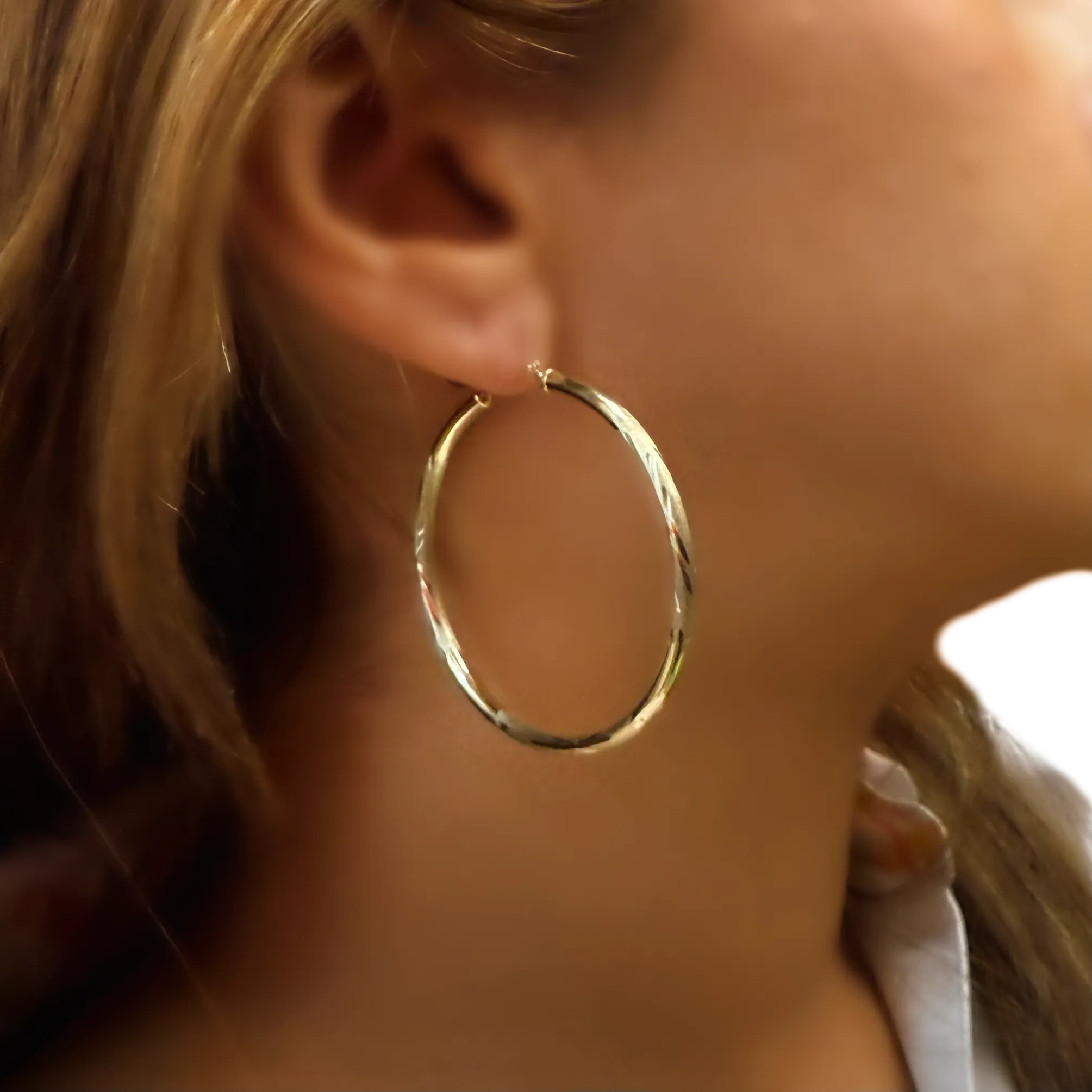 14K Yellow Gold 2" Hoop Earrings