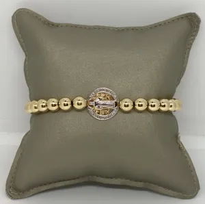 14K Yellow Gold Large St. Benedict Medal on Large Gold Filled Beaded Bracelet*