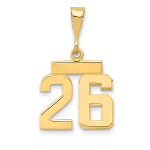 14k yellow gold small polished number 26 charm