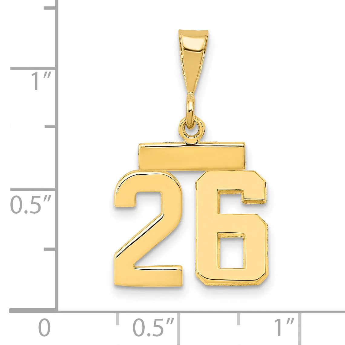 14k yellow gold small polished number 26 charm