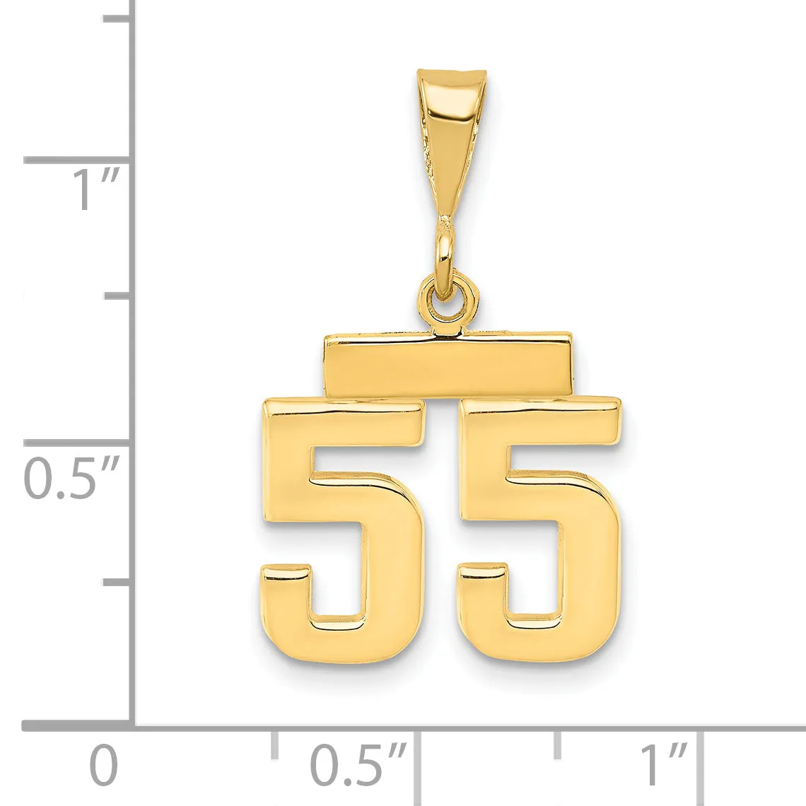 14k yellow gold small polished number 55 charm