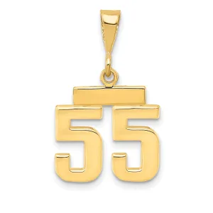 14k yellow gold small polished number 55 charm
