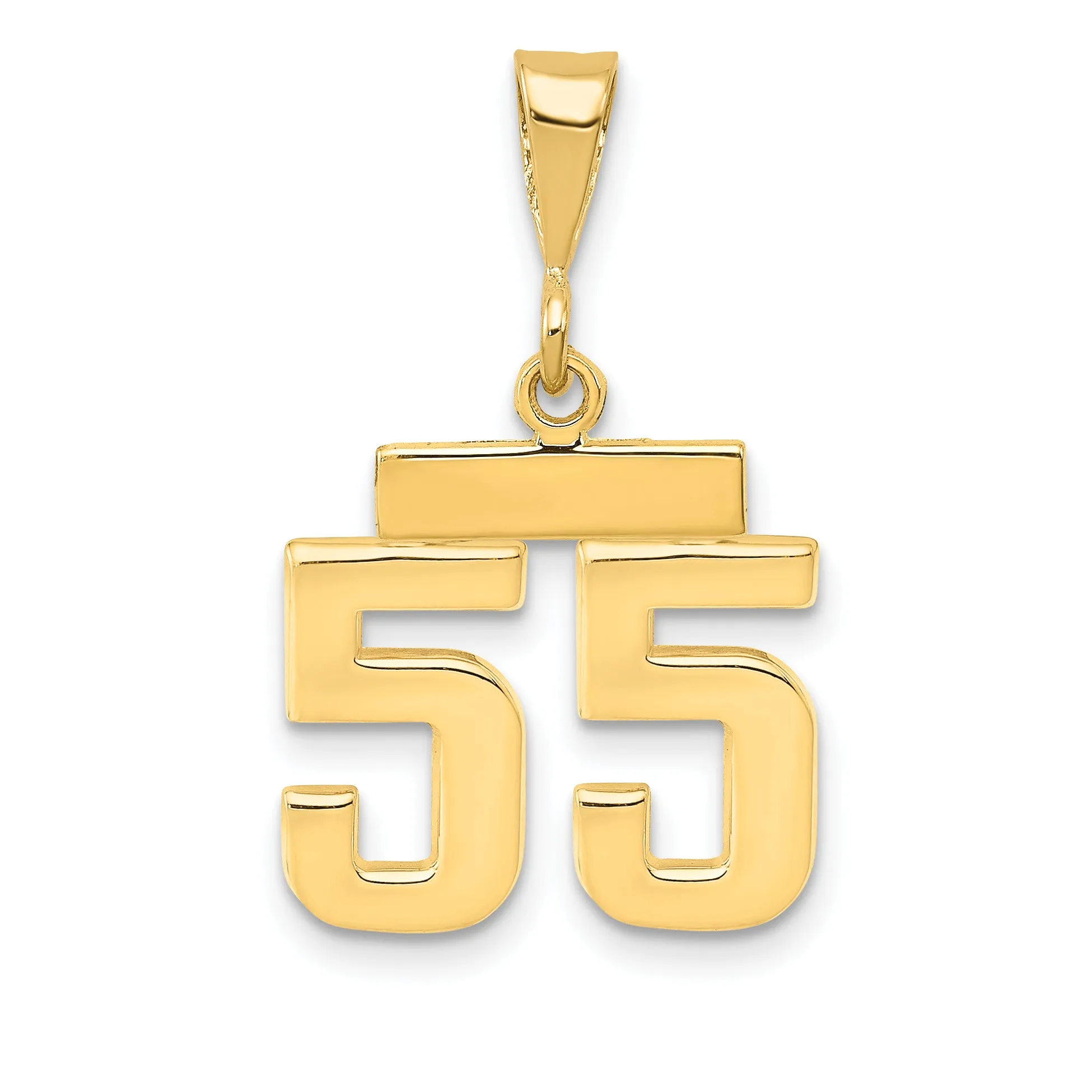 14k yellow gold small polished number 55 charm