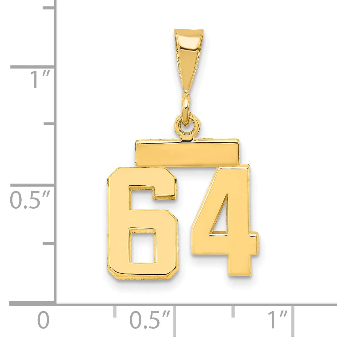 14k yellow gold small polished number 64 charm
