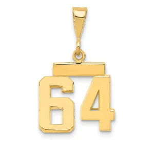 14k yellow gold small polished number 64 charm