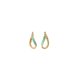 14k Yellow Gold Turquoise Enamel Twist Earrings