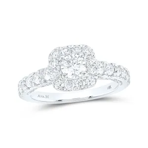 14kt White Gold Round Diamond Halo Bridal Wedding Engagement Ring 1-1/2 Cttw