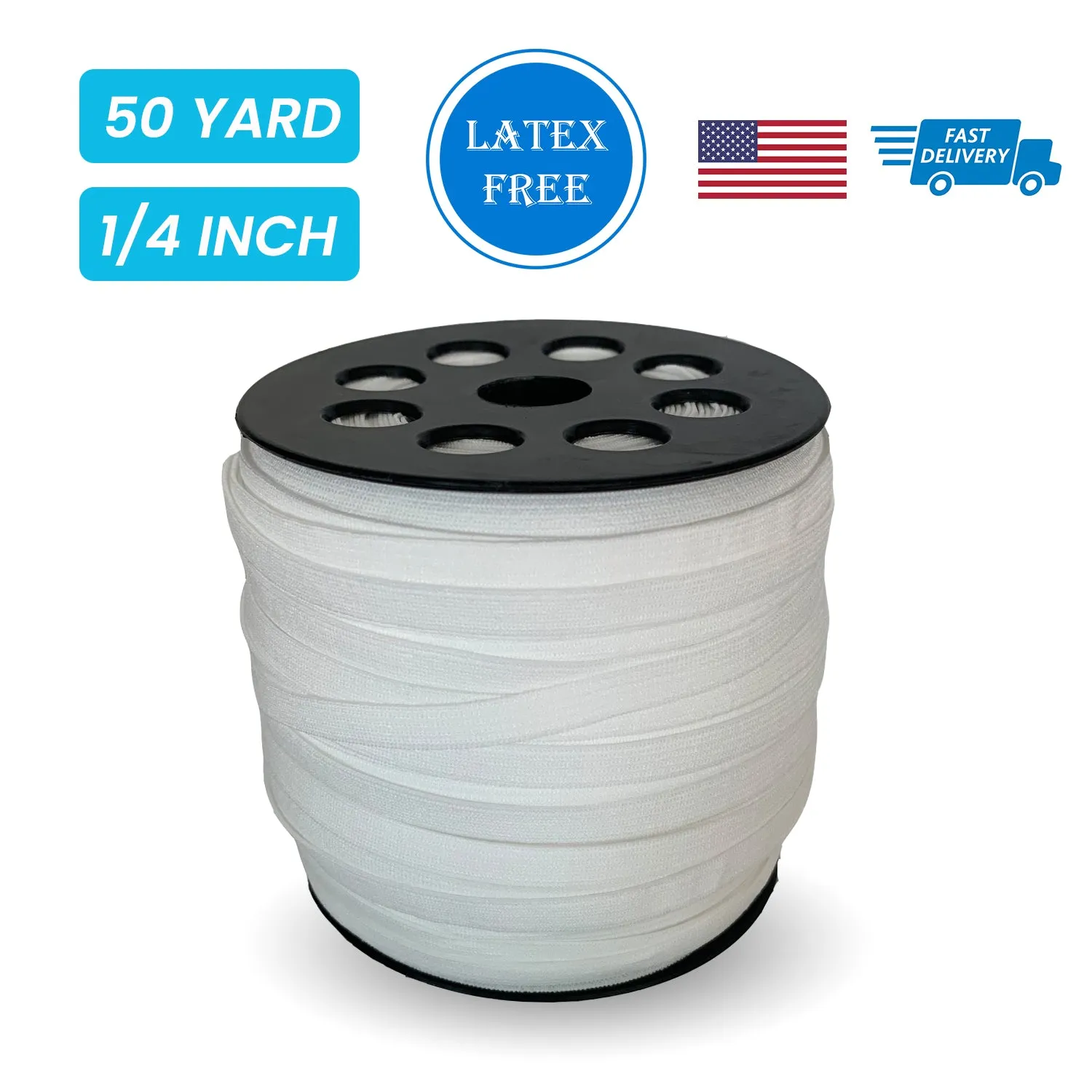 1/4" Elastic White - 50 yards