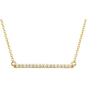 1/6 CTW Diamond Bar Necklace  16-18" - 14k Gold (Y, W or R)