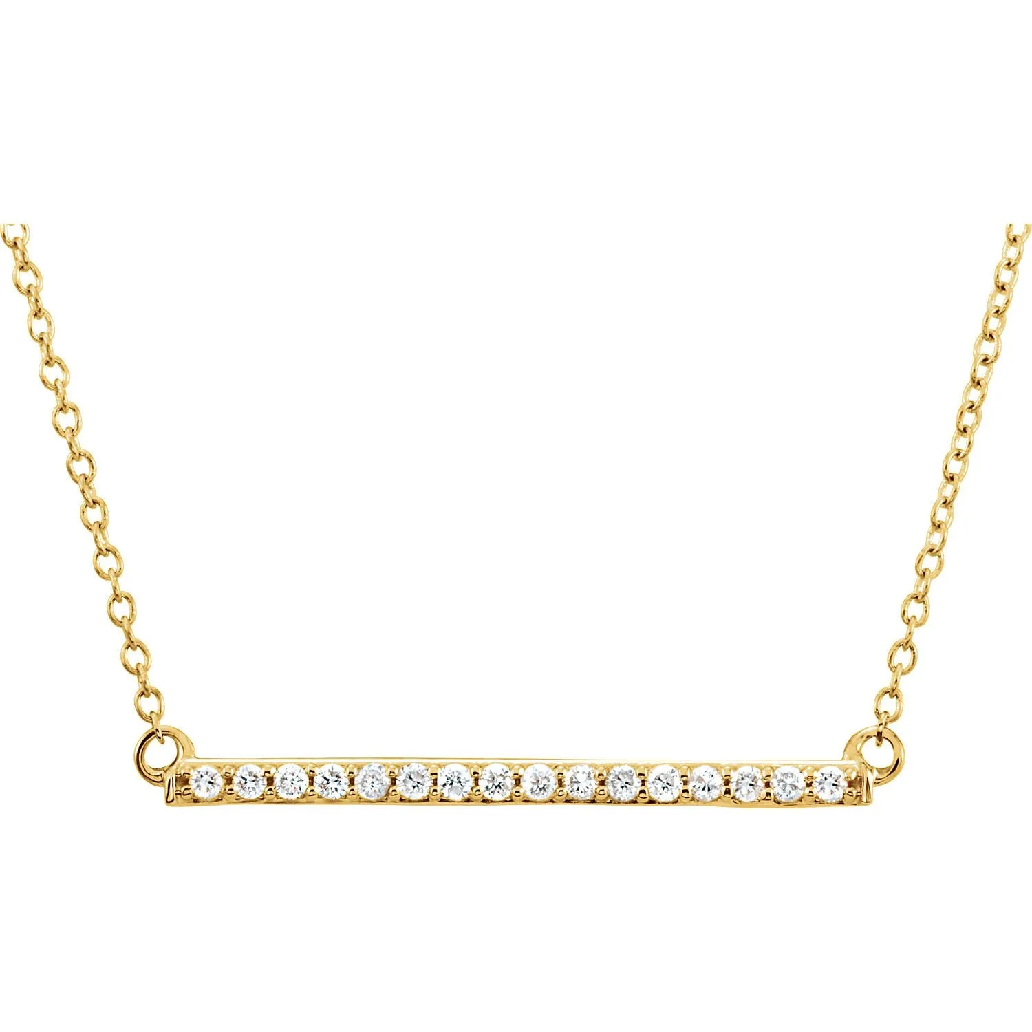 1/6 CTW Diamond Bar Necklace  16-18" - 14k Gold (Y, W or R)