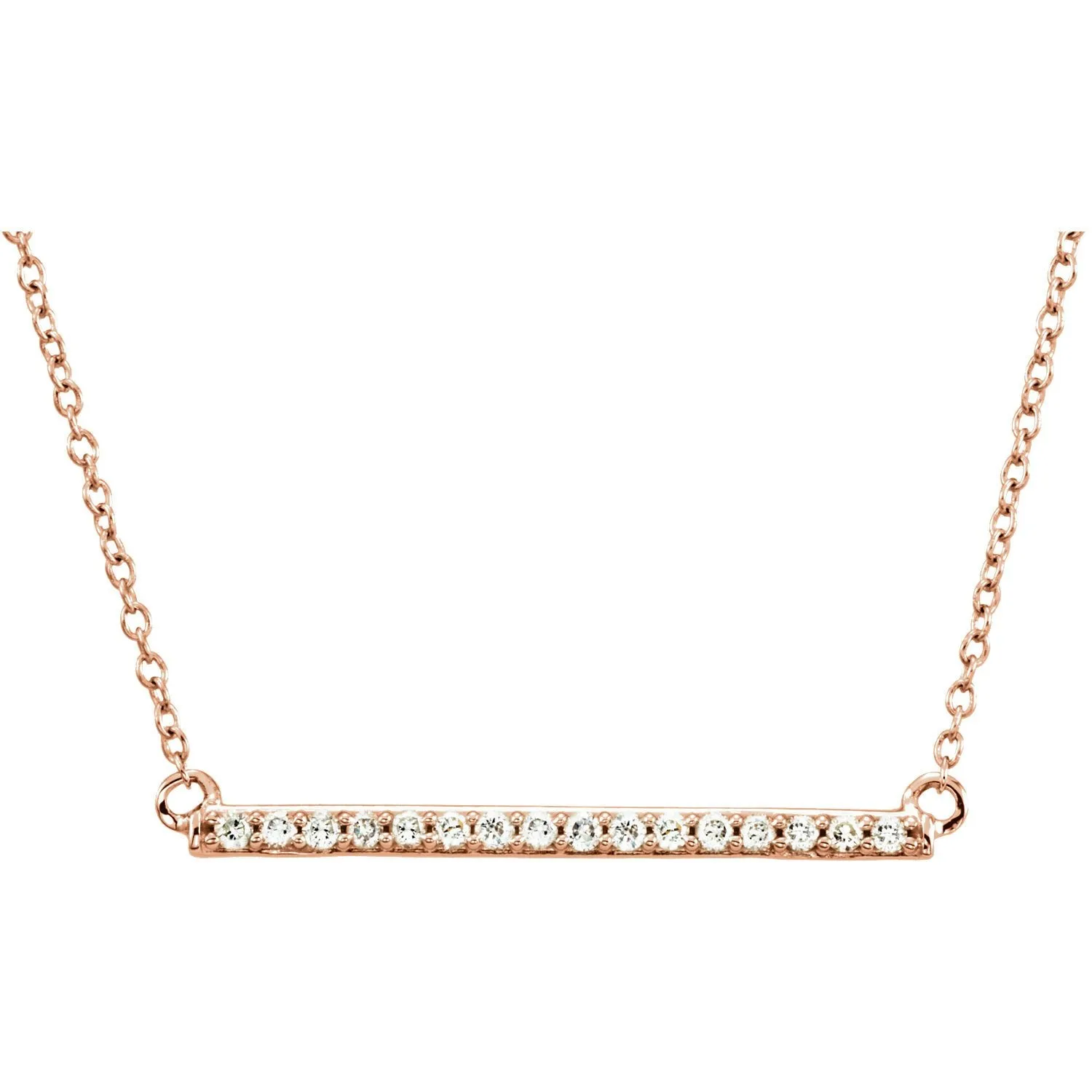 1/6 CTW Diamond Bar Necklace  16-18" - 14k Gold (Y, W or R)