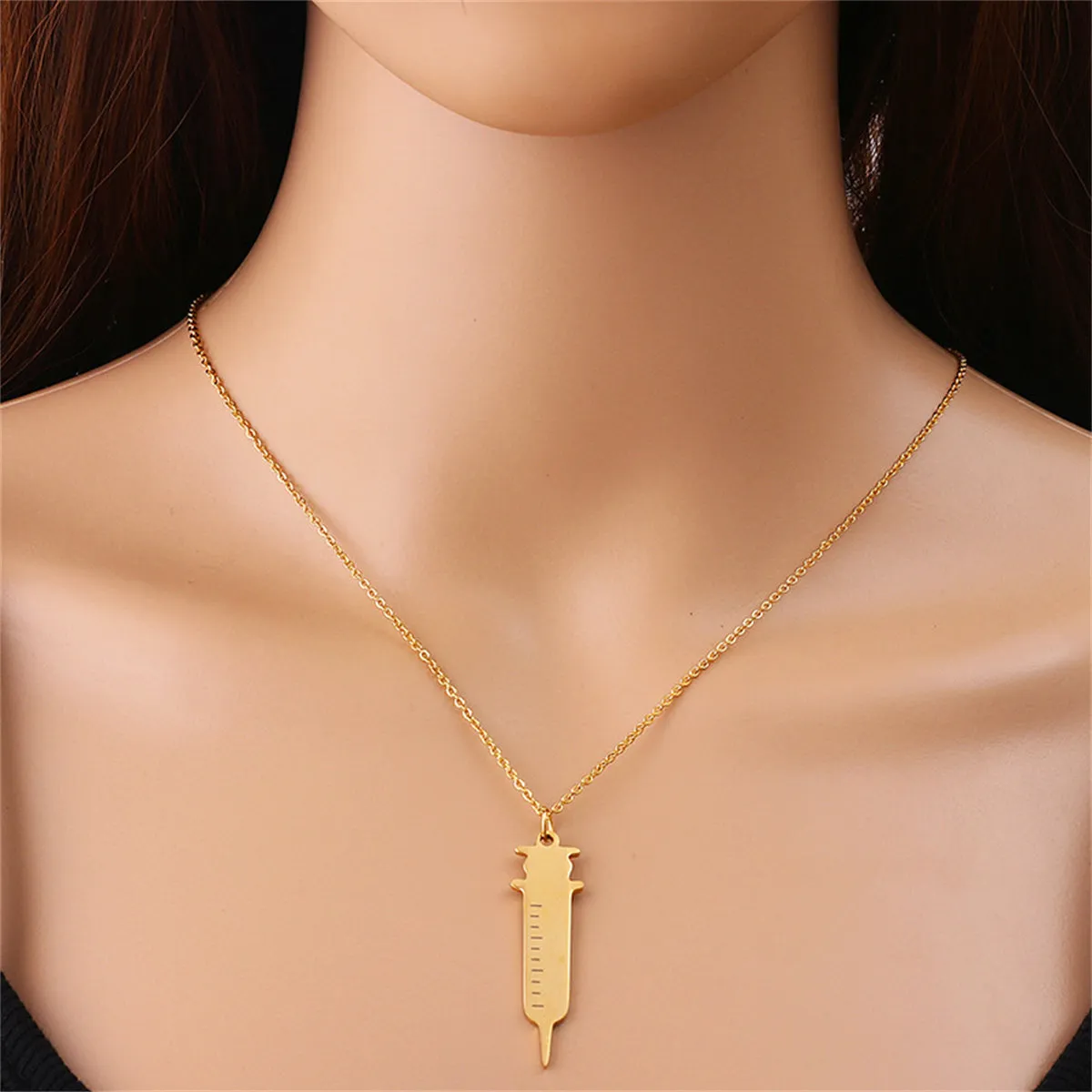 18K Gold-Plated Injector Pendant Necklace