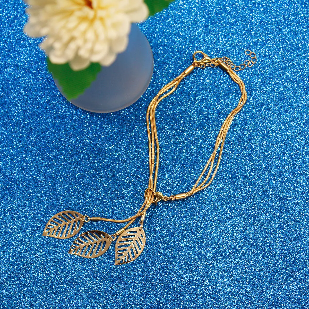 18K Gold-Plated Leaves Adjustable Bracelet