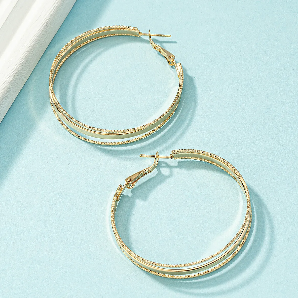 18K Gold-Plated Tri-Layered Hoop Earrings