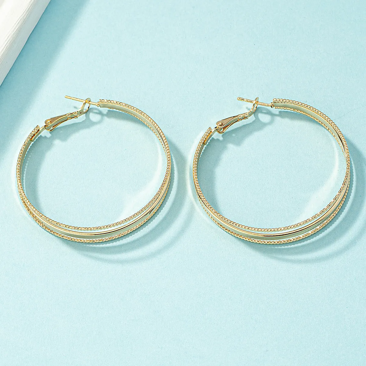 18K Gold-Plated Tri-Layered Hoop Earrings