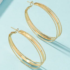 18K Gold-Plated Tri-Layered Hoop Earrings