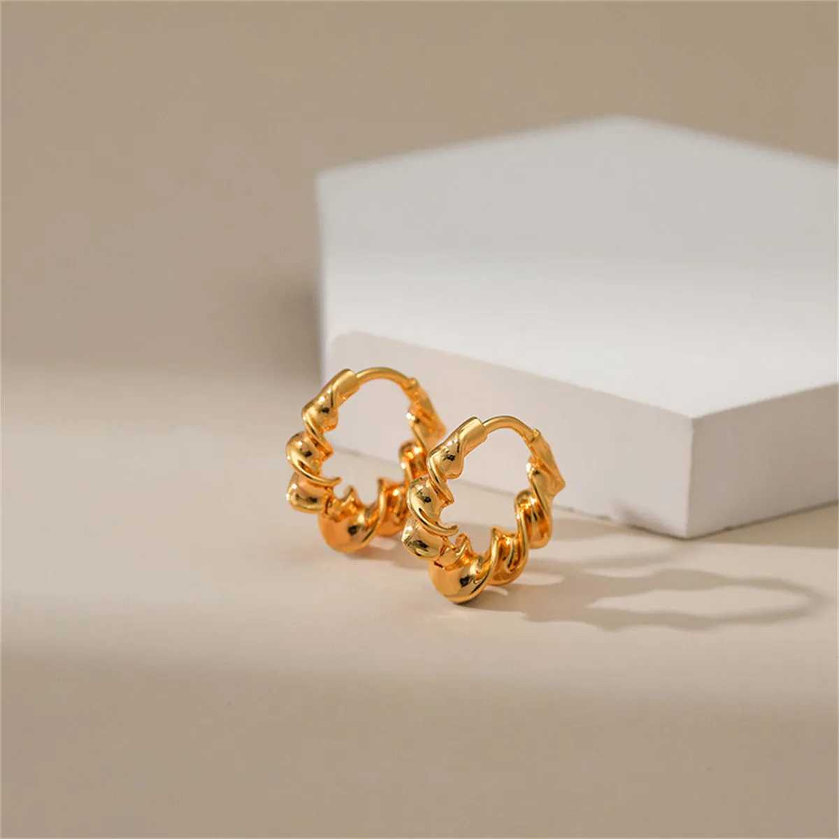 18K Gold-Plated Twine Huggie Earrings