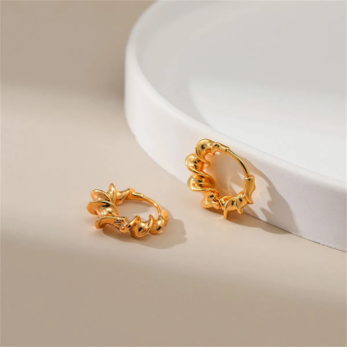 18K Gold-Plated Twine Huggie Earrings