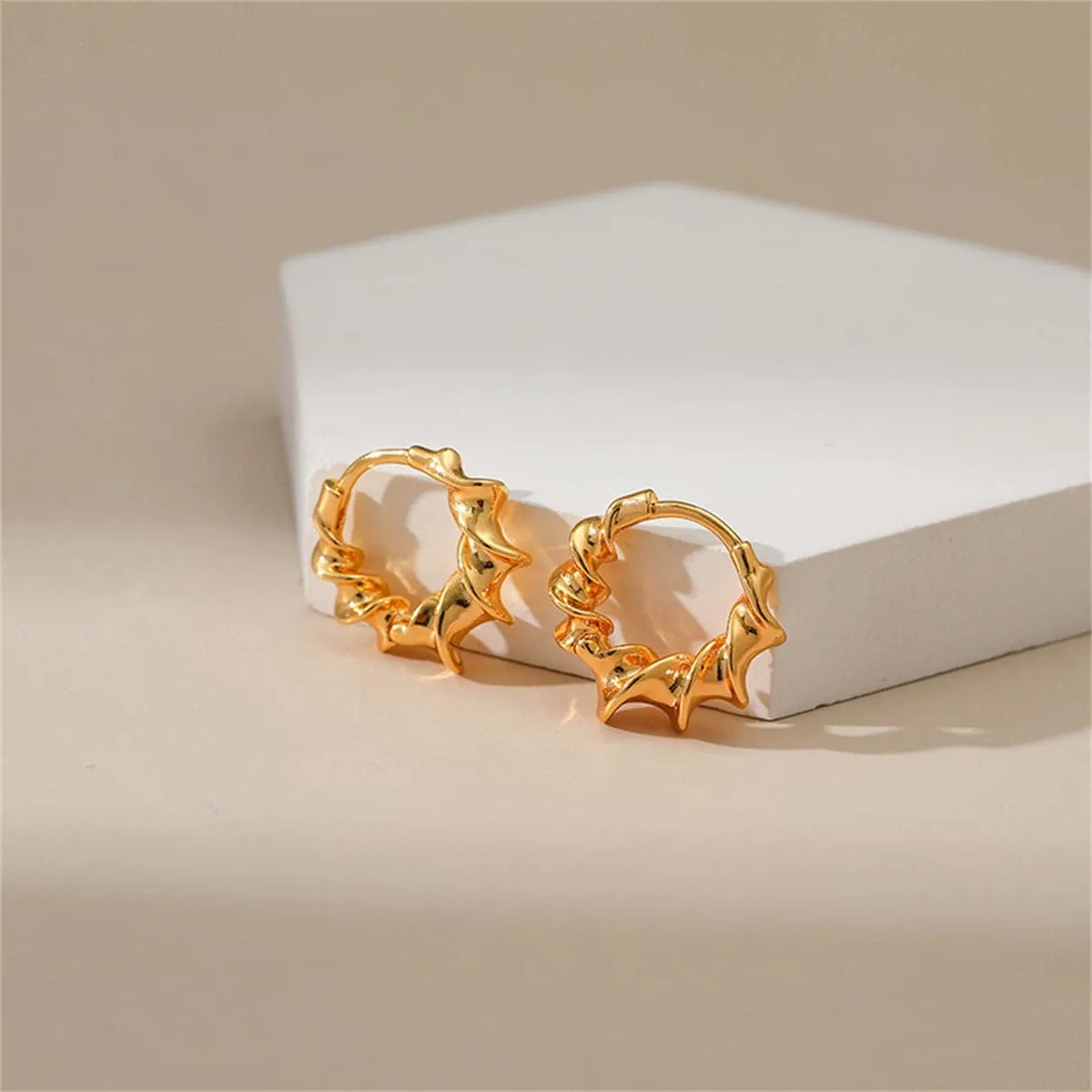 18K Gold-Plated Twine Huggie Earrings