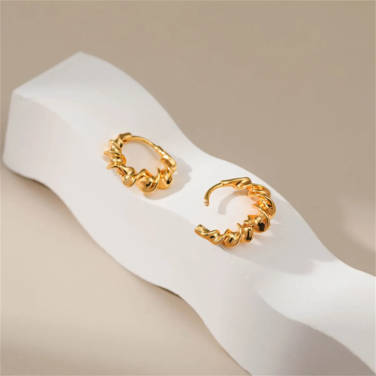 18K Gold-Plated Twine Huggie Earrings