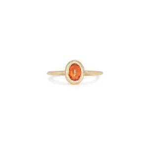 18K Poppy Red Sapphire Oval Stone Ring Size 5.5