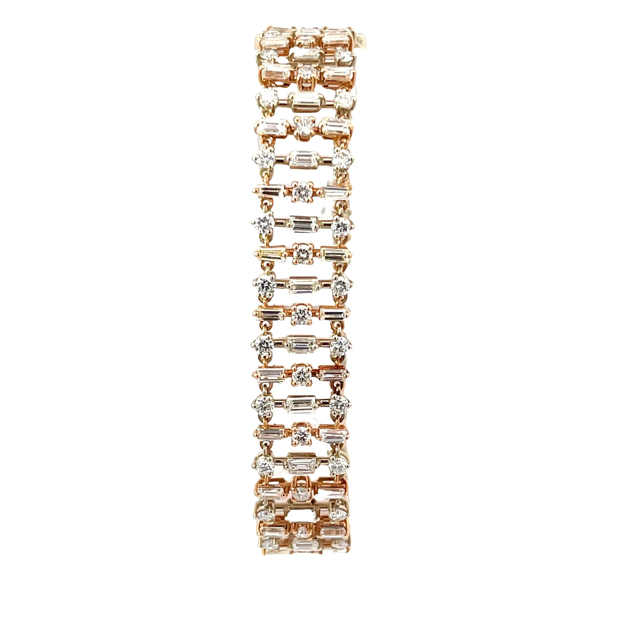 18k Rose Gold 9.16ct H VS2  Baguette and Round Diamond Bracelet
