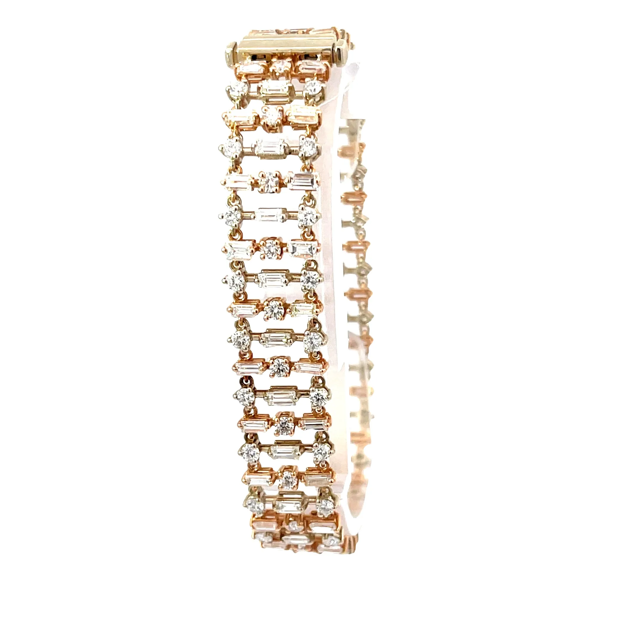 18k Rose Gold 9.16ct H VS2  Baguette and Round Diamond Bracelet