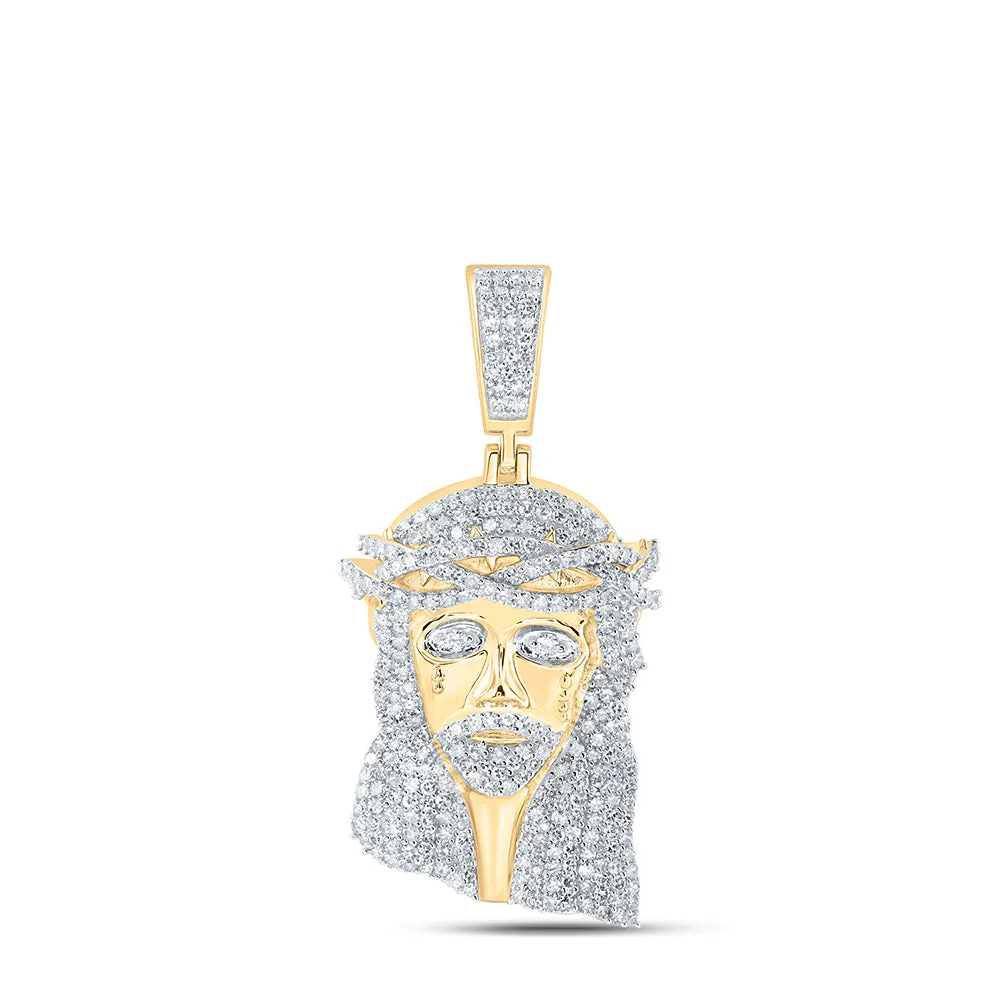 2 1/3CTW-DIA NK JESUS FACE MENS CHARM