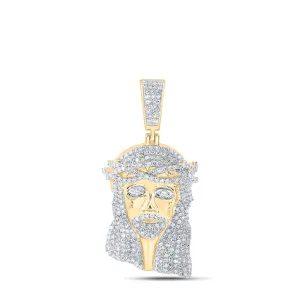2 1/3CTW-DIA NK JESUS FACE MENS CHARM
